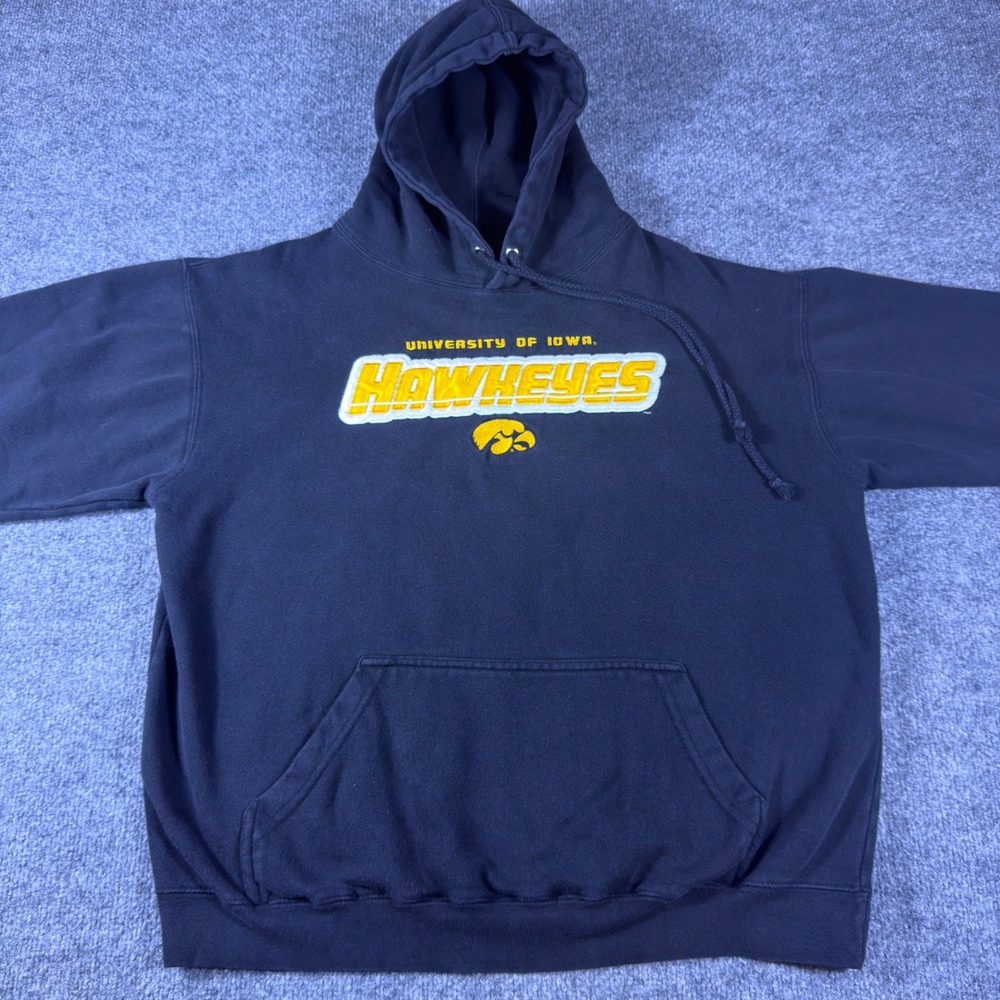 Vintage CI Sport Iowa Hawkeyes Hoodie Black Mens Large Collegiate